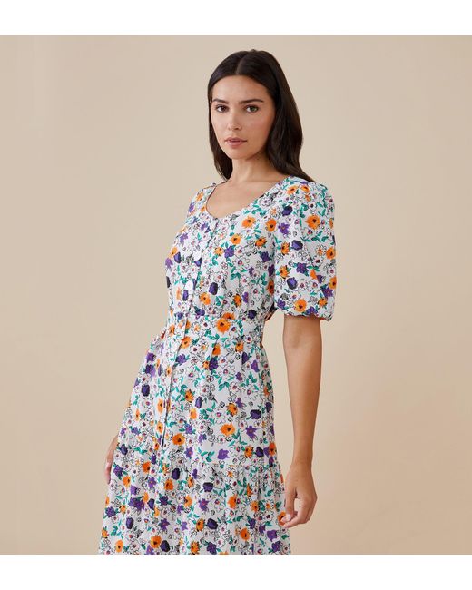 Finery London Blue Aila Floral Dress