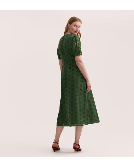 Finery London Green Mela Cotton Midi Tea Dress