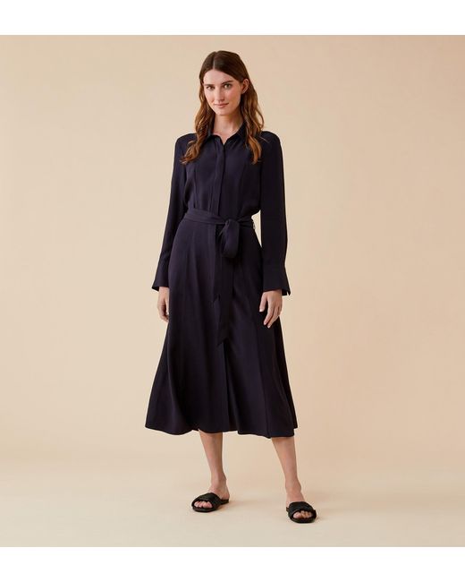 Finery London Blue Jadine Midi Satin Back Crepe Dress