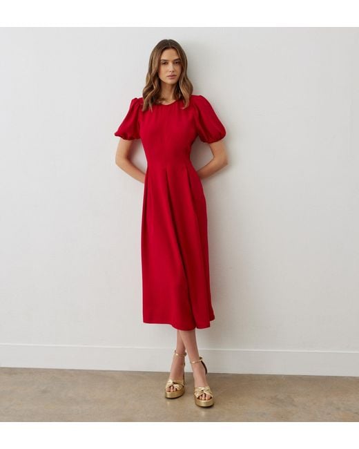 Women's Red Jessica Satin Back Crepe Midi Dress
