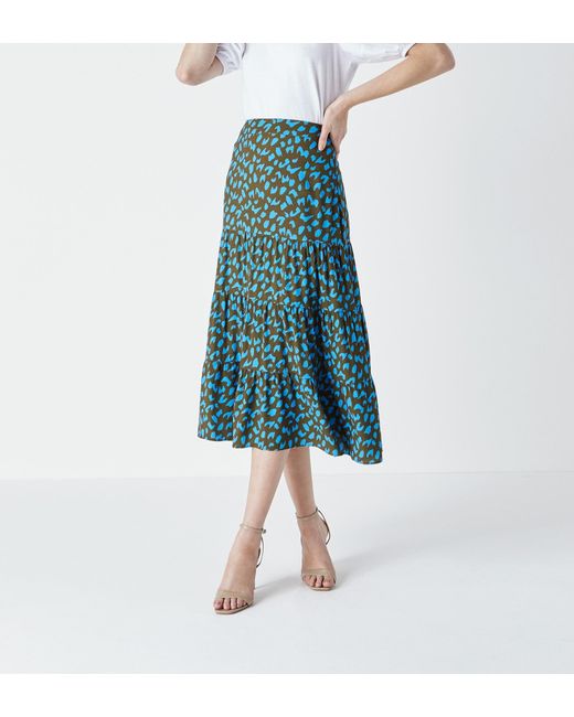 Finery London Blue Raylan Printed Skirt