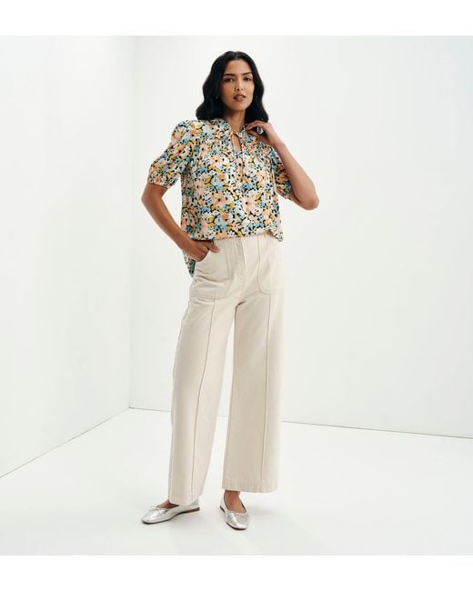 Finery London Multicolor Macie Shirred Yoke Puff Sleeve Top