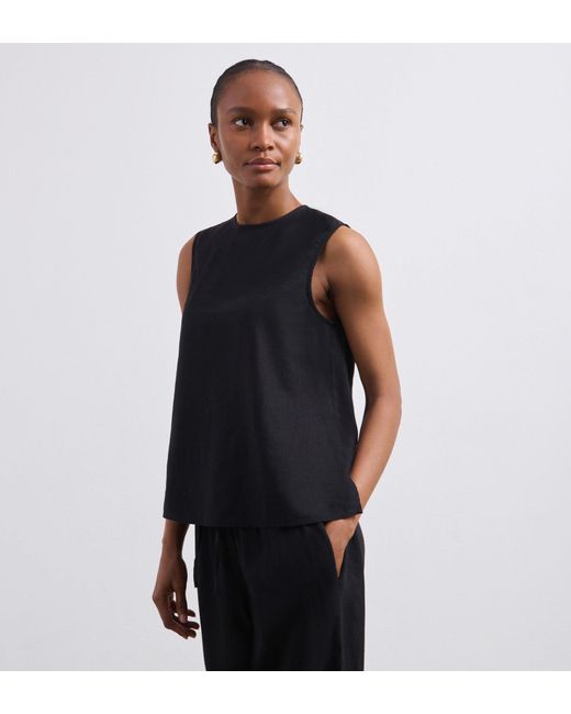 Finery London Blue Vallie Linen Mix Sleeveless Top