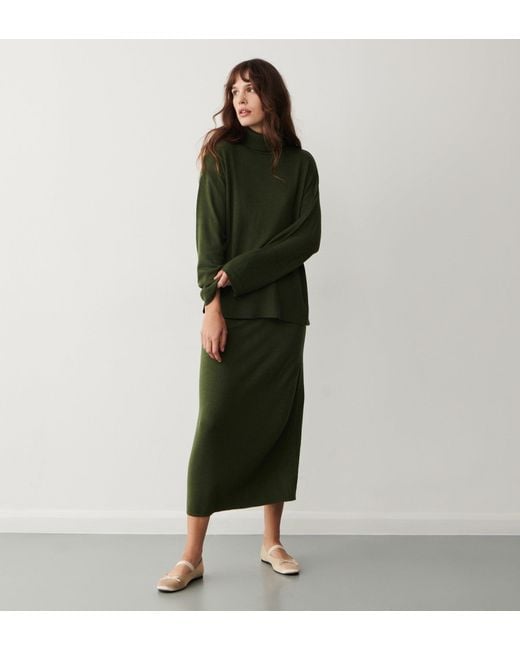 Finery London Green Thea Knitted Midi Skirt