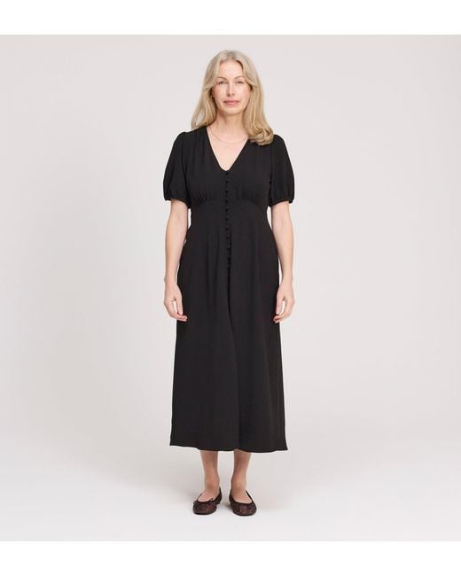 Finery London Black Robyn Button Through Midi Dress