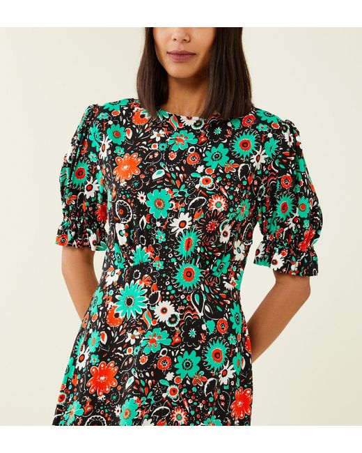 Finery London Blue Mela Print Midi Dress