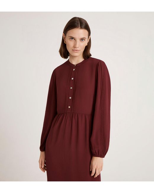 Finery London Red Jasmine Lace Trim Crepe Midi Dress