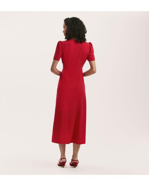 Finery London Red Nieve Crepe Midi Tea Dress