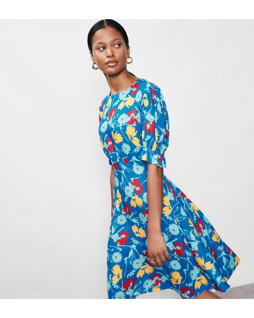 Finery London Blue Meg Knee Length Dress