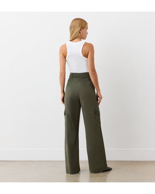 Finery London Green Maxine Wide Leg Trousers