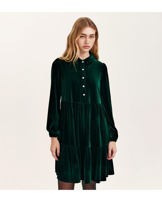 Finery London Green Rosanna Velvet Short Dress