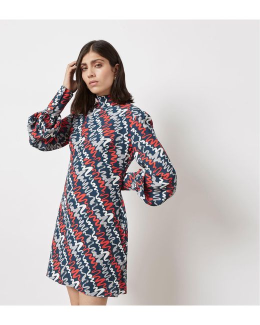 Finery London Blue Irena Printed Mini Dress
