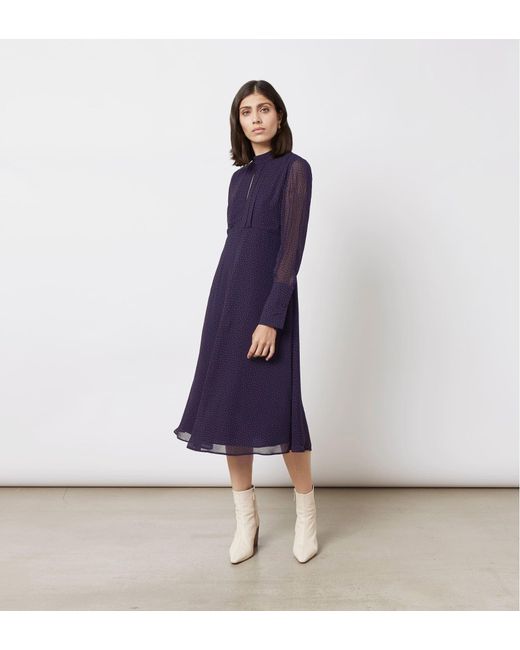 Finery London Blue Lorena Printed Georgette Dress