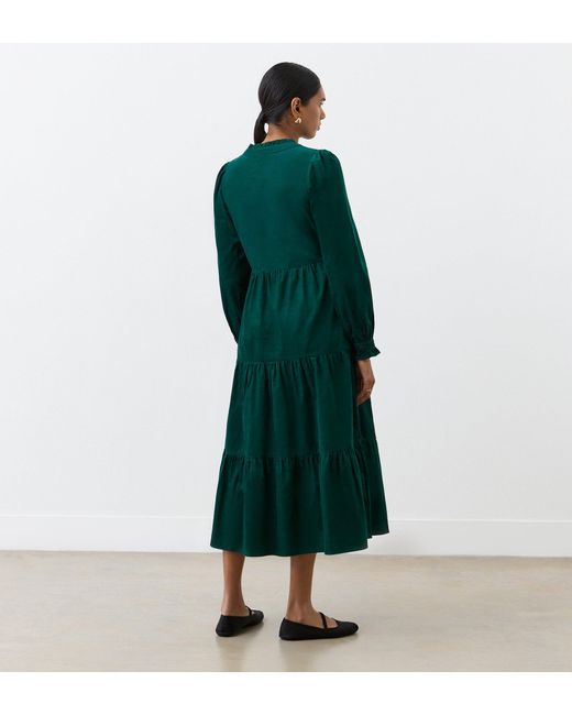Finery London Green Gianna Corduroy Midi Dress