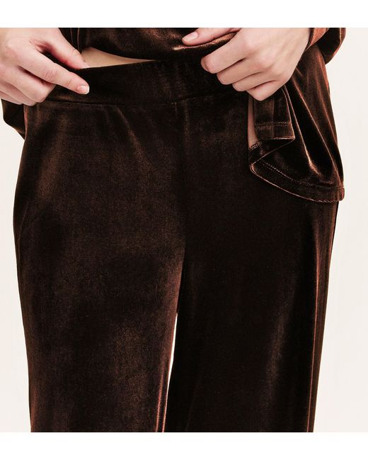 Finery London Brown Kenzie Velvet Wide Leg Trousers