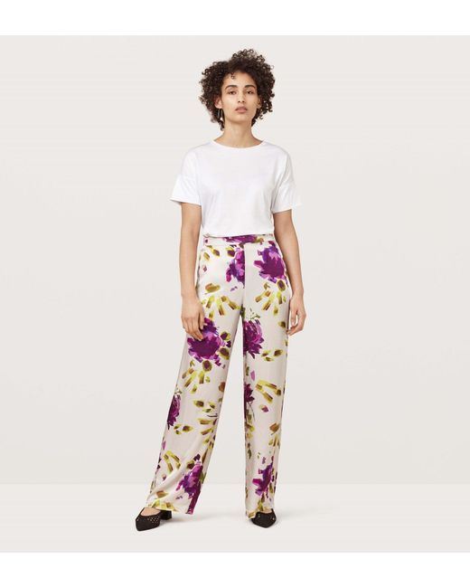 Finery London White Abelia Artist Flower Wide Leg Trousers