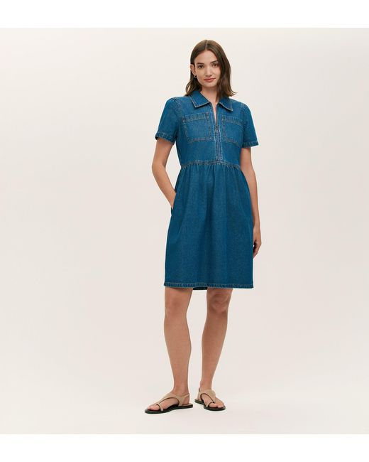 Finery London Blue Donnie Denim Short Dress