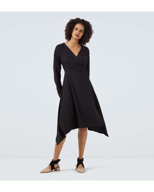Women's Black Gordon Crepe Wrap Dress