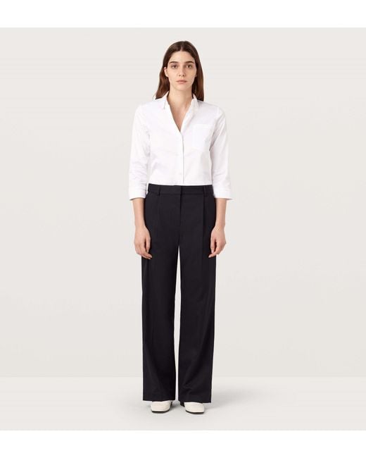 Finery London White Holtby Wide Leg Trousers