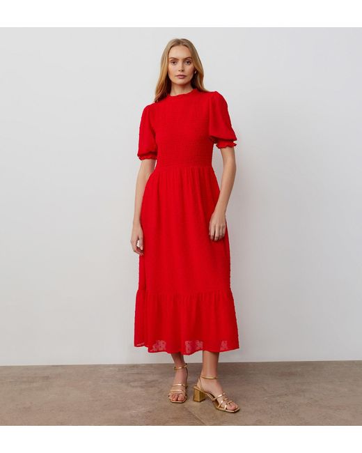 Women's Red Amelia Georgette Midi Dress