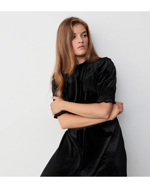 Finery London Black Marina Velvet Midi Dress
