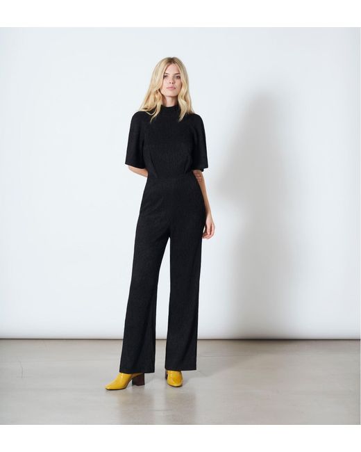 Finery London Black Jemimah Crinkle Texture Jumpsuit