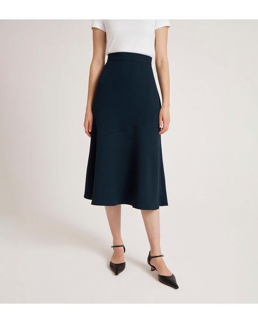 Finery London Blue Gracie Rich Crepe Midi Skirt