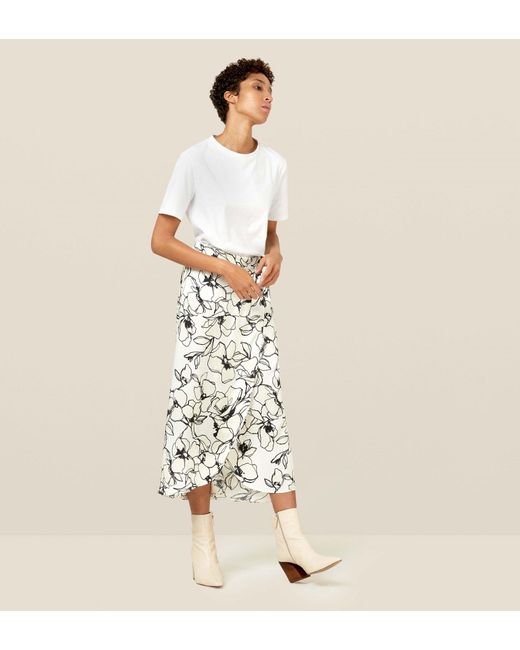 Finery London Natural Eve Monochrome Floral Wrap Skirt