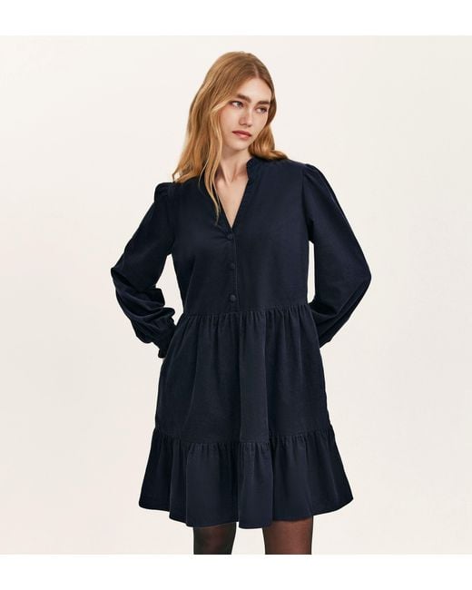 Finery London Blue Verona Corduroy Short Dress