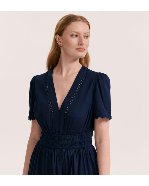 Finery London Blue Wren Cotton Midi Tiered Dress