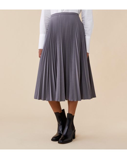 Finery London Blue Lottie Midi Skirt