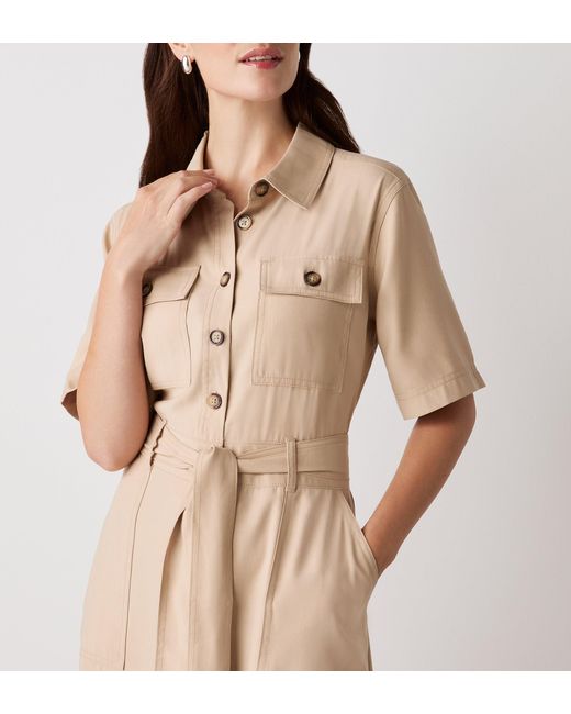 Finery London Natural Cassidy Midi Shirt Dress