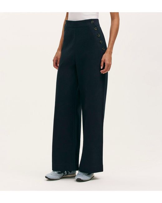 Finery London Blue Nellie Canvas Wide Leg Trousers