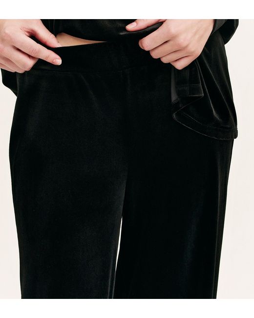 Finery London Black Kenzie Velvet Wide Leg Trousers