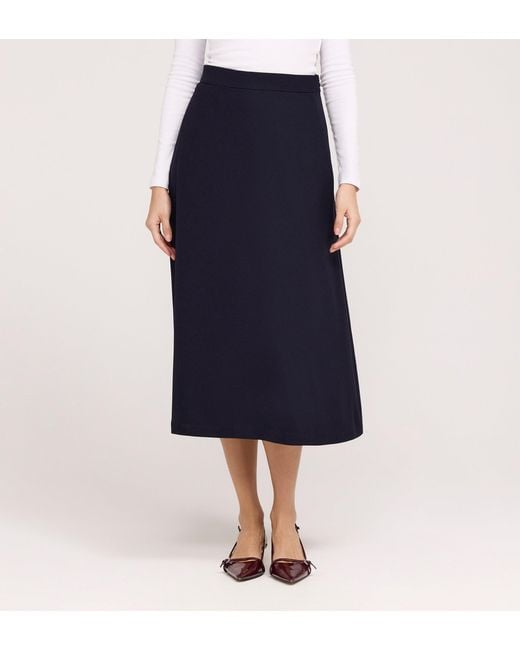Finery London Blue Ramona Rich Crepe Midi Skirt