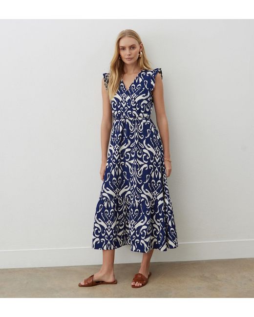 Women's Blue Avia Crepe Midi Dress