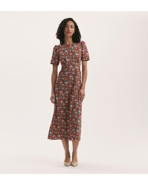 Finery London Brown Marie Crepe Midi Tea Dress