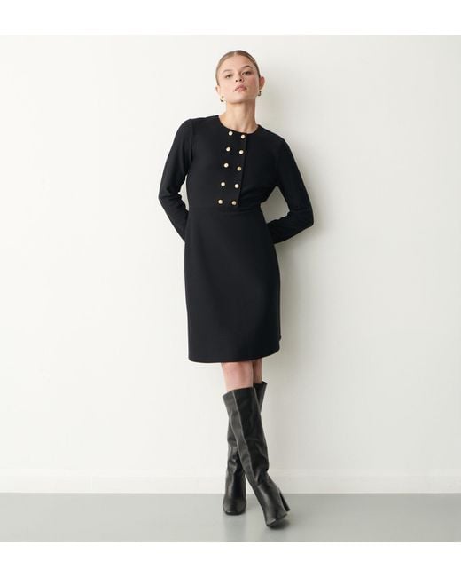 Finery London Black Clara Ponte Jersey Knee Length Dress