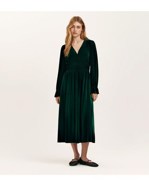 Finery London Green Laila Velvet Midi Dress