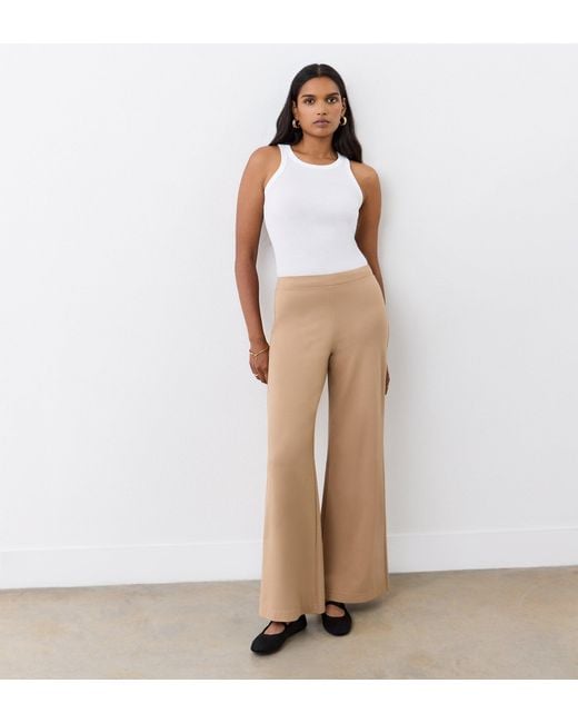Finery London White Reyna Ponte Jersey Wide Leg Trousers