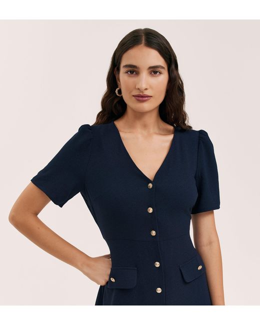 Finery London Blue Lucille Midi Dress