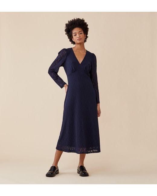 Finery London Blue Rhea Midi Dress