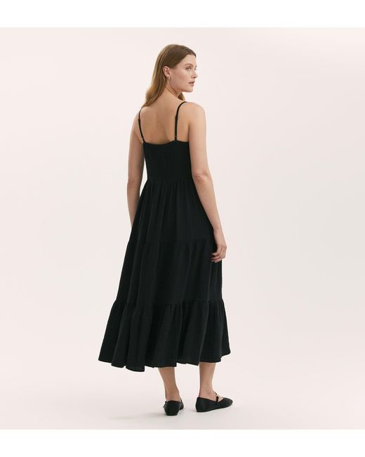 Finery London Black Emmie Cotton Midi Tiered Dress