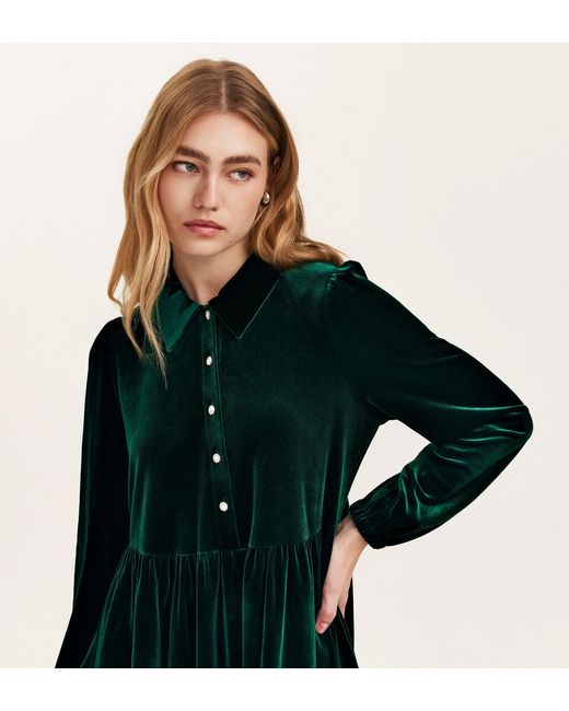 Finery London Green Rosanna Velvet Short Dress