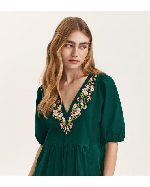 Finery London Green Chloe Corduroy Midi Dress
