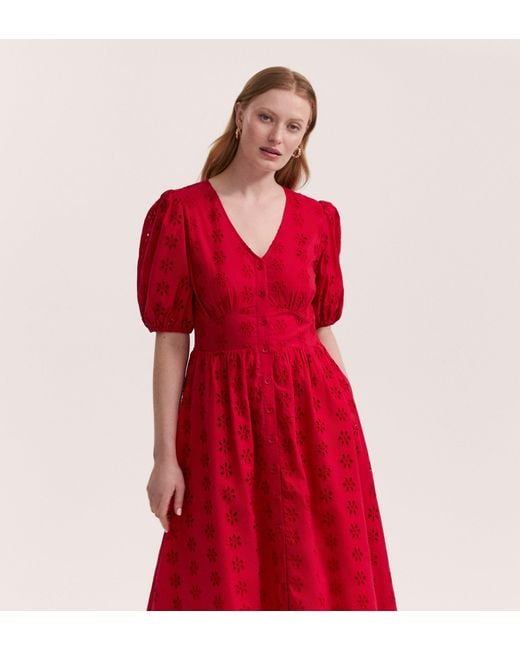 Finery London Una Embroidered Cotton Midi Tea Dress
