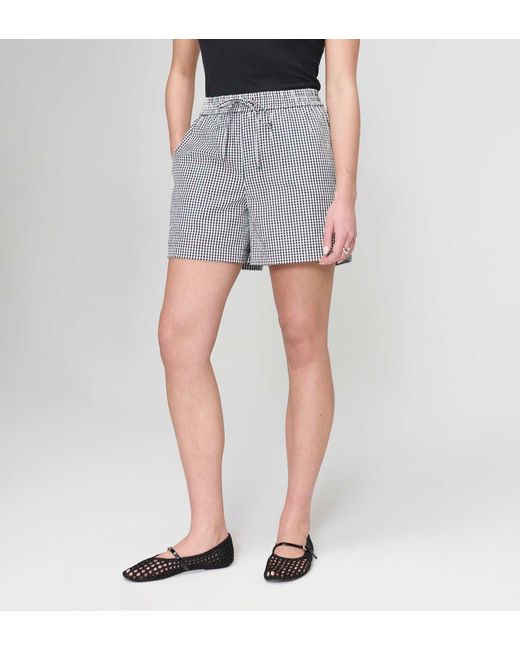 Finery London Gray Sunny Cotton Gingham Drawstring Shorts