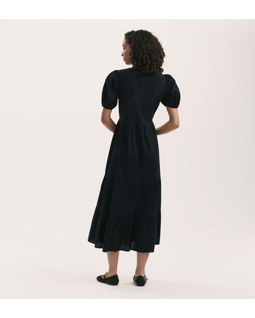 Finery London Black Genevive Cotton Midi Tiered Dress