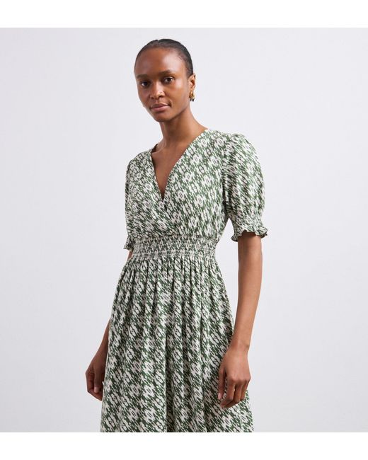Finery London Green Emily Linen Blend Midi Dress