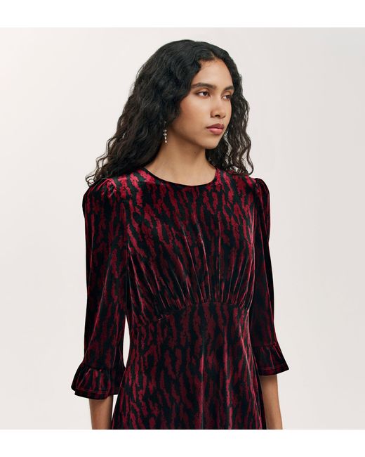 Finery London Red Scarlett Velvet Midi Dress